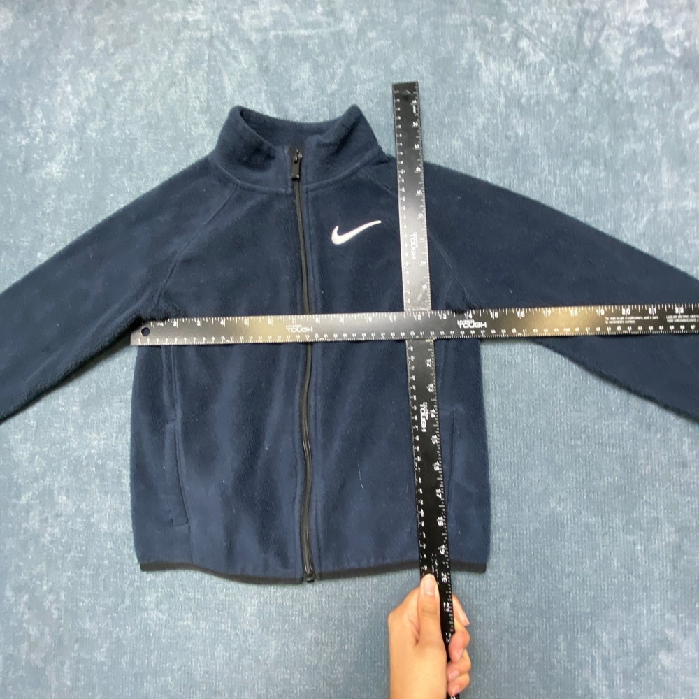 Nike Sportswear Fleece Jacket Boy 7L Navy Embroidered Swoosh Logo Classic Zip Up - Picture 6 of 13